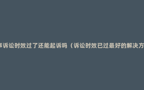 刑事诉讼时效过了还能起诉吗（诉讼时效已过最好的解决方法）