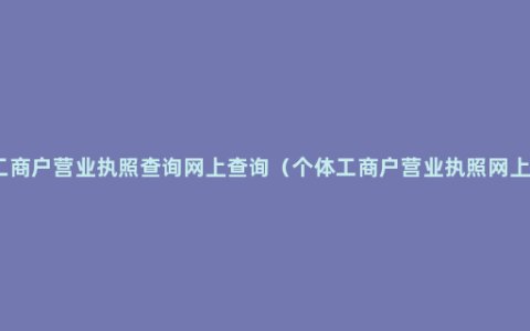 个体工商户营业执照查询网上查询（个体工商户营业执照网上申报）