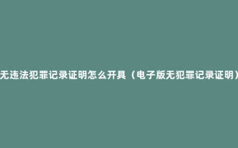 无违法犯罪记录证明怎么开具（电子版无犯罪记录证明）