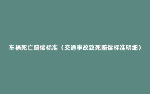 车祸死亡赔偿标准（交通事故致死赔偿标准明细）