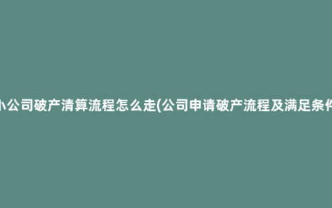 小公司破产清算流程怎么走(公司申请破产流程及满足条件