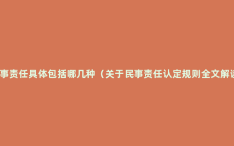 民事责任具体包括哪几种（关于民事责任认定规则全文解读）