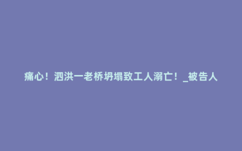 痛心！泗洪一老桥坍塌致工人溺亡！_被告人