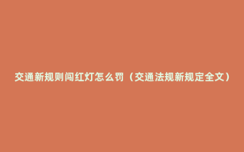 交通新规则闯红灯怎么罚（交通法规新规定全文）