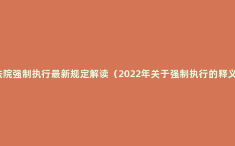 法院强制执行最新规定解读（2022年关于强制执行的释义）