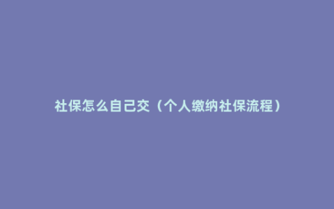 社保怎么自己交（个人缴纳社保流程）