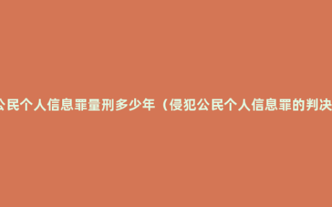 窃取公民个人信息罪量刑多少年（侵犯公民个人信息罪的判决规定）