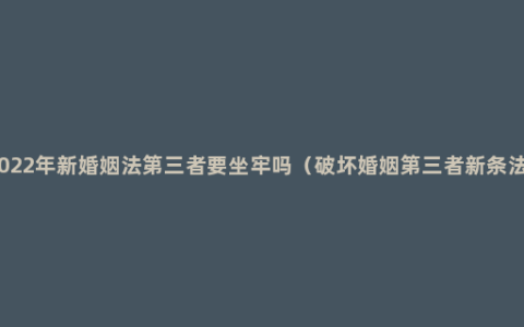 2022年新婚姻法第三者要坐牢吗（破坏婚姻第三者新条法）