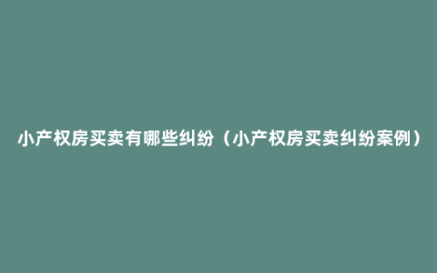 小产权房买卖有哪些纠纷（小产权房买卖纠纷案例）