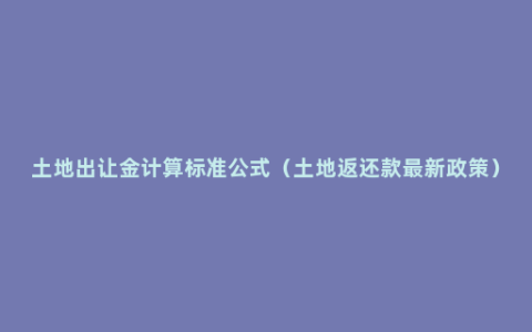 土地出让金计算标准公式（土地返还款最新政策）