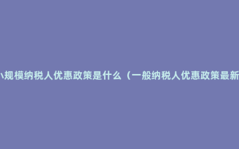 小规模纳税人优惠政策是什么（一般纳税人优惠政策最新）