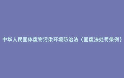 中华人民固体废物污染环境防治法（固废法处罚条例）