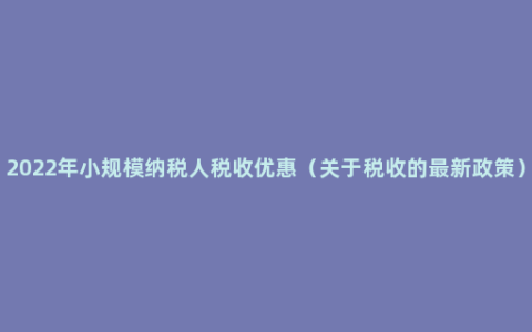 2022年小规模纳税人税收优惠（关于税收的最新政策）