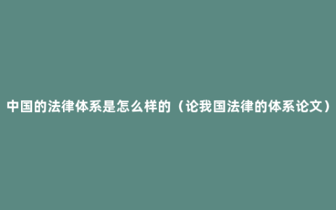 中国的法律体系是怎么样的（论我国法律的体系论文）