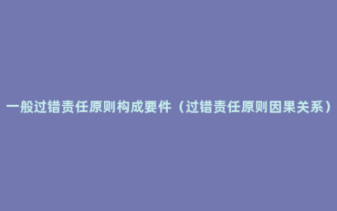 一般过错责任原则构成要件（过错责任原则因果关系）