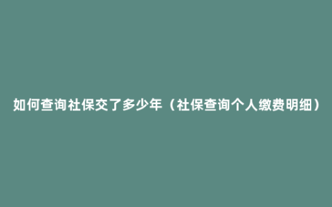 如何查询社保交了多少年（社保查询个人缴费明细）