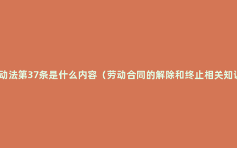 劳动法第37条是什么内容（劳动合同的解除和终止相关知识）