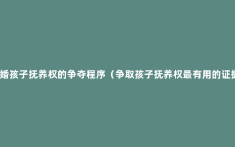 离婚孩子抚养权的争夺程序（争取孩子抚养权最有用的证据）