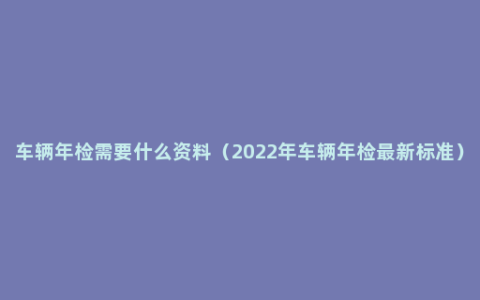 车辆年检需要什么资料（2022年车辆年检最新标准）