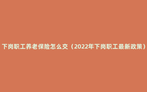 下岗职工养老保险怎么交（2022年下岗职工最新政策）