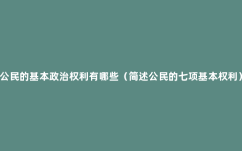 公民的基本政治权利有哪些（简述公民的七项基本权利）