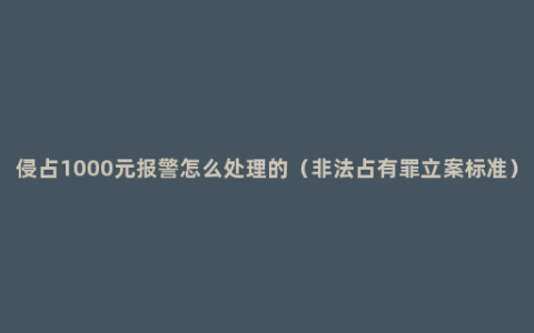 侵占1000元报警怎么处理的（非法占有罪立案标准）