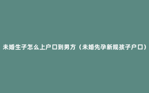 未婚生子怎么上户口到男方（未婚先孕新规孩子户口）