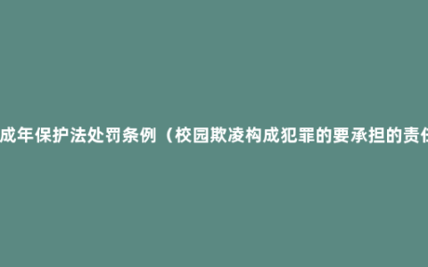 未成年保护法处罚条例（校园欺凌构成犯罪的要承担的责任）