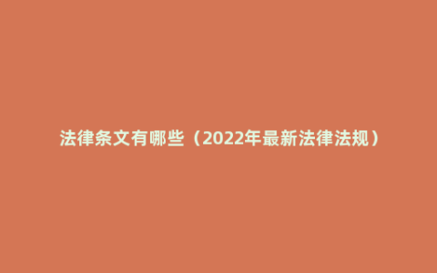 法律条文有哪些（2022年最新法律法规）