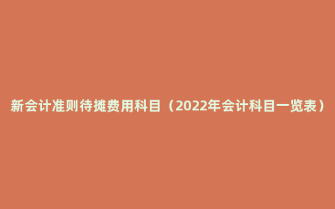 新会计准则待摊费用科目（2022年会计科目一览表）