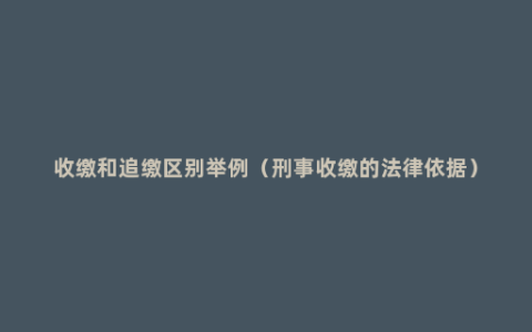 收缴和追缴区别举例（刑事收缴的法律依据）