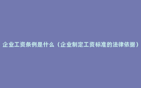 企业工资条例是什么（企业制定工资标准的法律依据）