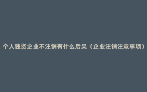 个人独资企业不注销有什么后果（企业注销注意事项）