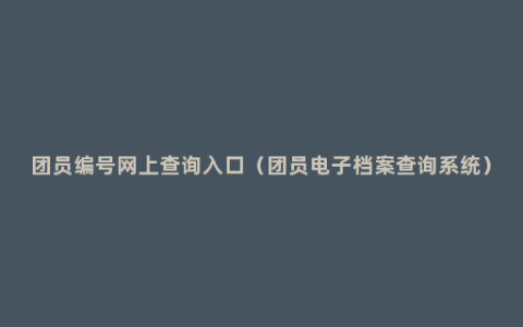 团员编号网上查询入口（团员电子档案查询系统）