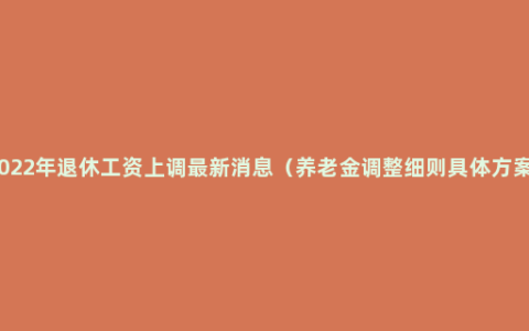 2022年退休工资上调最新消息（养老金调整细则具体方案）