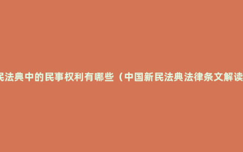 民法典中的民事权利有哪些（中国新民法典法律条文解读）