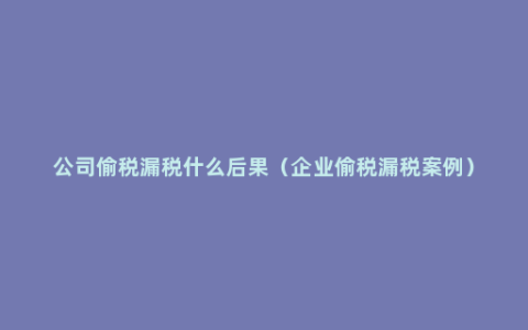 公司偷税漏税什么后果（企业偷税漏税案例）