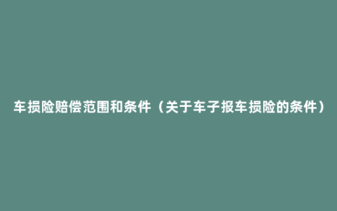 车损险赔偿范围和条件（关于车子报车损险的条件）