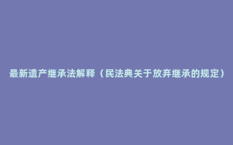 最新遗产继承法解释（民法典关于放弃继承的规定）