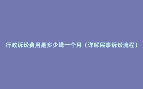 行政诉讼费用是多少钱一个月（详解民事诉讼流程）