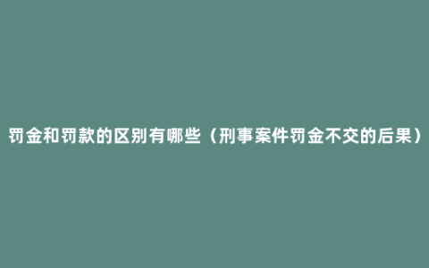 罚金和罚款的区别有哪些（刑事案件罚金不交的后果）