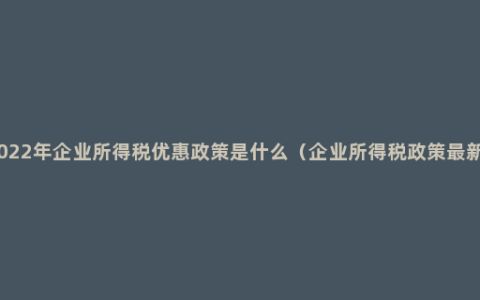 2022年企业所得税优惠政策是什么（企业所得税政策最新）