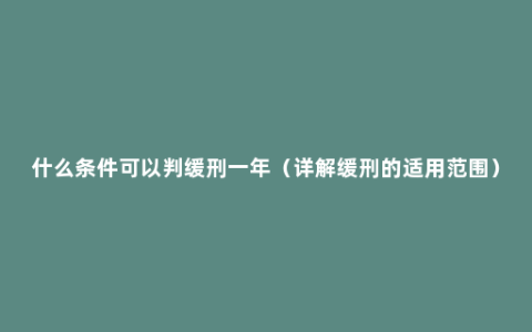 什么条件可以判缓刑一年（详解缓刑的适用范围）