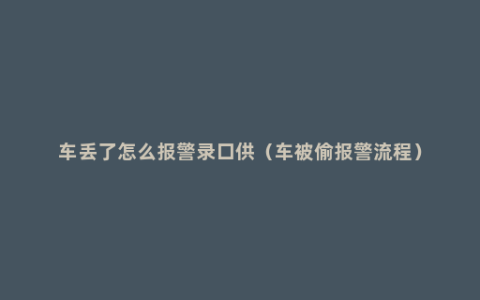 车丢了怎么报警录口供（车被偷报警流程）