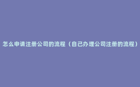 怎么申请注册公司的流程（自己办理公司注册的流程）