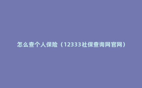 怎么查个人保险（12333社保查询网官网）