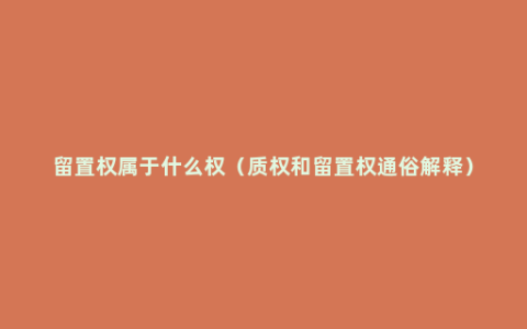 留置权属于什么权（质权和留置权通俗解释）