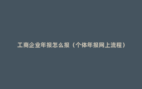 工商企业年报怎么报（个体年报网上流程）