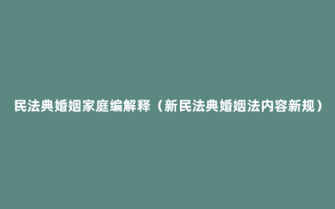 民法典婚姻家庭编解释（新民法典婚姻法内容新规）