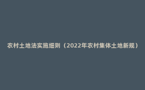 农村土地法实施细则（2022年农村集体土地新规）